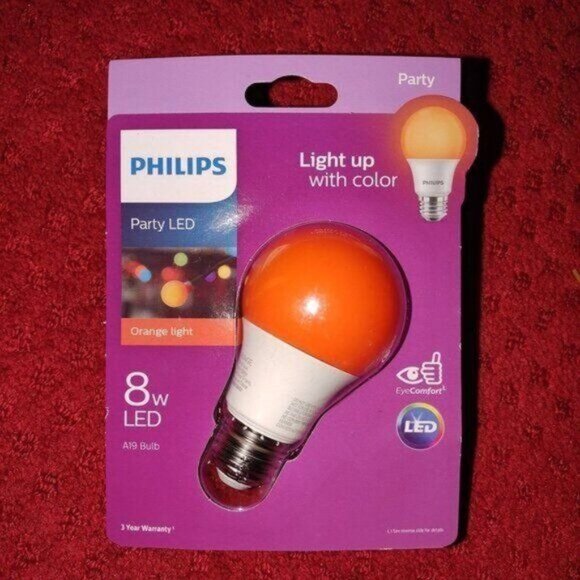 ONE PHILIPS PARTY LED ORANGE LIGHT BULB- 8 W-LED-NEW - Picture 1 of 2
